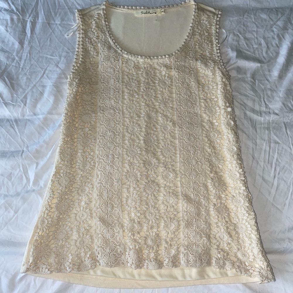 cream lace tank top